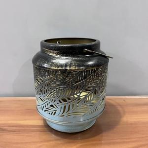 Tall Iron Lantern with <b>Leaf</b> Pattern Design Decorative Artisan Design Model L798 for Home Decoration Made in in - Product Image 1