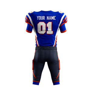 Maillot de football américain personnalisé sublimé pour homme, manches courtes, anti-humidité, bleu, blanc, orange, uniforme adulte toutes saisons - Product Image 3