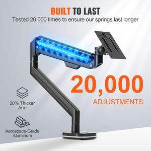 Supporto per Monitor Singolo con Braccio a Molla a Gas Regolabile, USB, per Schermi da 13\"-35\", Supporta fino a 12 kg, Superficie in Alluminio Resistente - Product Image 5