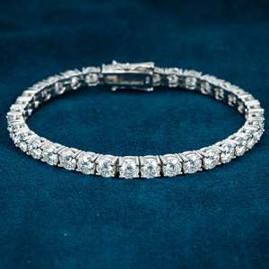 Bracelet de luxe en diamants de 5 mm pour homme, en argent, coupe ronde, style classique, serti de diamants - Product Image 3