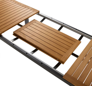 Table à manger d'extérieur en teck massif moderne avec un design rectangulaire minimaliste et des pieds en métal robustes pour patio et jardin - Product Image 5