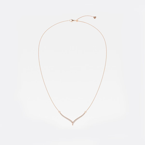 Collar de Cadena con Diseño Chevron Pequeño, con Diamante Cultivado en Laboratorio, para Mujer, Elegante y Brillante, para Uso Diario - Product Image 1