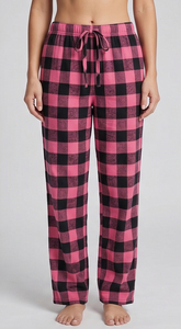 Pantalon de pyjama en flanelle à carreaux pour femme, taille élastique, coupe ample, longueur cheville, 100% coton - Product Image 5
