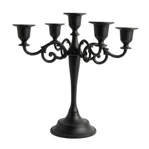 Candelabro de Aluminio Negro Mate de Lujo con 5 Brazos, Moderno Portavelas Metálico de Cinco Ramas, Centro de Mesa con Estilo Oscuro - Product Image 1