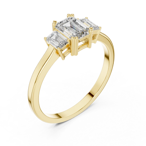 Anillo de diamantes de 1.50 quilates con corte esmeralda, claridad VS1, color E, certificado por IGI, diamante cultivado en laboratorio, oro de 14k, trilogía, diamante CVD, el mejor regalo para ella. - Product Image 4