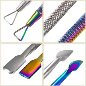 Ensemble de repousse-cuticules chirurgical Morje à double extrémité réutilisable en acier inoxydable avec finition arc-en-ciel pour outils de manucure - Product Image 3