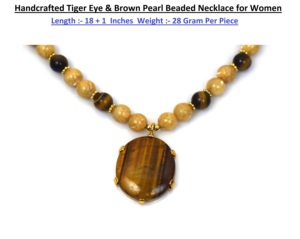 Collar de Perlas Marrones y Ojo de Tigre Hecho a Mano para Mujer - Product Image 5