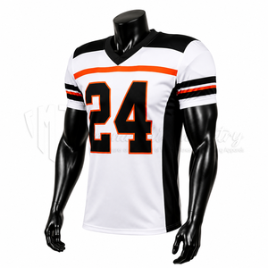 Camiseta de Fútbol Americano Personalizada, Uniforme de Equipo de Fútbol Americano, Camiseta Deportiva con Rayas en Contraste, Fabricante de Ropa Deportiva OEM - Product Image 3