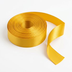 Ruban satiné jaune simple face brillant en polyester de 25 mm de Neelkamal Industries pour emballage cadeau, nœuds de fête, emballage, vente en gros, décoration - Product Image 1