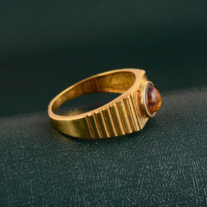 Anillo de Ojo de Tigre, Chapado en Oro, Estilo Vintage, Piedra Ovalada, Anillo de Diseño Bohemio, Joyería Hecha a Mano para Hombres y Mujeres - Product Image 4