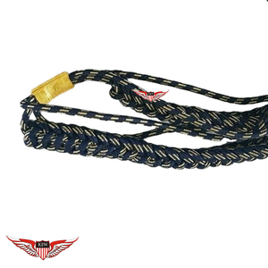 Aiguillette de parade bleu marine tressée, cordon d'épaule bleu marine avec pointe dorée métallique - Product Image 3