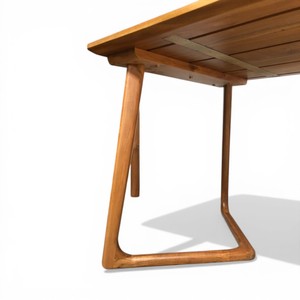 Scandinavian Solid Teak Wood Dining <b>Table</b> with Triangle <b>Legs</b> Modern Rectangular Natural Finish Wood Kitchen <b>Table</b> for Restaurant - Product Image 5