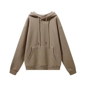 Sweat-shirt à capuche unisexe coupe oversize couleur unie avec poches, en molleton tricoté décontracté pour l'automne - Product Image 3