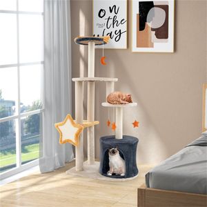 Lussuoso Tiragraffi per Gatti da 50FT con Palo in Sisal e Piattaforma per Arrampicata e Giocattoli per Cani, con Palo Tiragraffi in Corda - Product Image 5