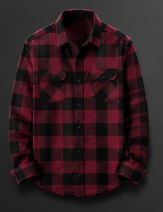 Chemise en flanelle à carreaux à manches longues pour homme de haute qualité, coupe classique, décontractée, en coton, boutonnée - Product Image 3
