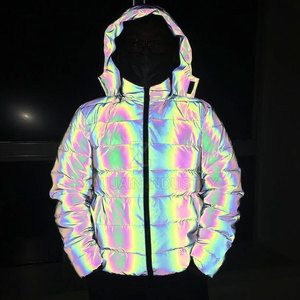 Rainbow <b>Reflective</b> <b>Jacket</b> Waterproof Style Outerwear With Colorful <b>Reflective</b> Effect For Cycling <b>Running</b> And Travel Activities - Product Image 2