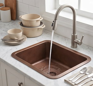 Évier de cuisine encastré simple de qualité supérieure, finition cuivre mat, surface facile à nettoyer, design rustique - Product Image 6