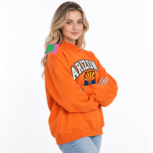 Sudadera de cuello alto para mujer Pook International, con parche bordado de la bandera del estado de Arizona, estilo casual y holgado. - Product Image 3