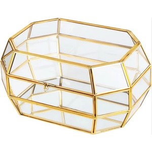 Boîte à bijoux élégante en métal et verre, organiseur de rangement élégant pour bagues, boucles d'oreilles, colliers, bracelets, chambre à coucher, commode - Product Image 6