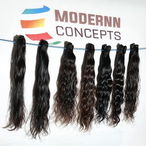 Extensiones de Cabello 100% Remy Virgen Indio con Onda Natural, Tejido a Máquina, Doble Trama, Cutícula Alineada, Paquetes de Cabello Humano de Templo - Product Image 4
