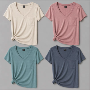 Camisetas de Cuello Alto para Hombre, Corte Regular, Tejido de Algodón, Jersey Sólido de 120g, Cómodas, Casuales, Transpirables, de Secado Rápido, Moda de Verano - Product Image 2