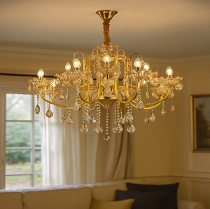 Dazzling flush-mount ceiling <b>light</b> adorned with cascading rows of multi-faceted <b>crystal</b> prisms, available at wholesale prices. - Product Image 2