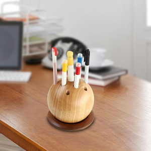 Porte-stylos sphérique en bois fait main, organisateur de bureau moderne, papeterie de bureau exquise, porte-crayons décoratif - Product Image 2
