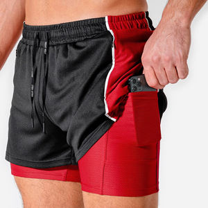 Shorts d'entraînement et de course 2-en-1 pour hommes en maille respirante avec empiècements, idéaux pour l'été et la musculation - OEM - Product Image 2