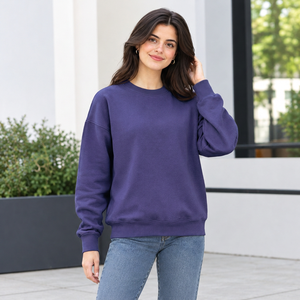 Sweat-shirt femme color block coupe classique à manches longues, pull décontracté pour la production de vêtements sur mesure en usine - Product Image 3