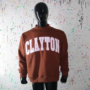 CLAYTON BROWN <b>Mock</b> <b>Neck</b> Sweatshirt 100% WHITE Applique Embroidery wide <b>neck</b> Sweatshirt Finer Threads - Product Image 3