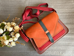 New Western Stylish Multi Recycled Leather Stubby <b>Color</b> Sling Bag High Quality Leather Handbag Colourful Women Side Sling Bags - Product Image 4