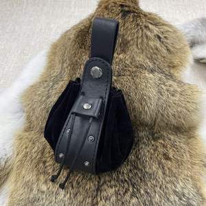 Vintage Medieval Style <b>Leather</b> Drawstring Bag Pu <b>Leather</b> Dice Bag with <b>Rivets</b> & Belt Vampire Characters - Product Image 4