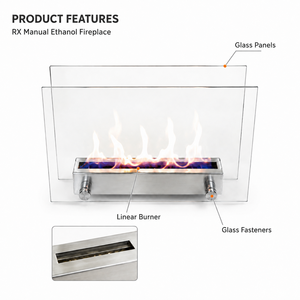 Caminetto a <span class=keywords><strong>Bioetanolo</strong></span> Autoportante con Bruciatore Lineare in Acciaio Inox, Doppio Pannello in Vetro, Riscaldatore Decorativo per Interni - Product Image 4