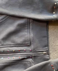 Fabricante OEM de Sudaderas con Pedrería, Sudadera Oversize de Algodón y Felpa, Logotipo Personalizado, Pedidos al por Mayor, Proveedor de Fábrica de Exportación - Product Image 2