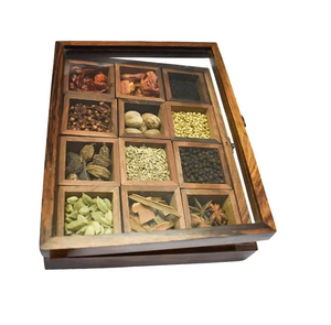 Wood Spice <b>Box</b> For <b>Herb</b> & Spice Storage Container <b>Box</b> 12 Compartments With Acrylic Lid Wood Spice <b>Box</b> - Product Image 1