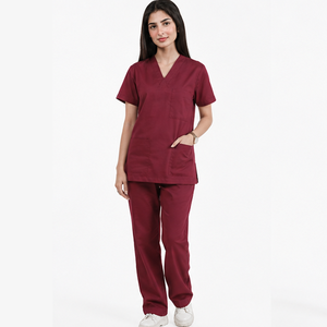 Uniforme de Enfermería Personalizado para Mujer, Traje Médico, Tela Elástica, Conjunto de Pantalones y Blusa con Cuello en V para Hospital, Clínica y Servicios de Salud - Product Image 1