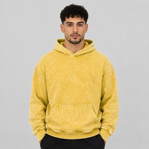 Suéter de Invierno para Hombre de Alta Calidad, 100% Algodón, Lavado Ácido, Color Sólido, Casual, Ecológico, de Secado Rápido, Transpirable, con Cuello de Forro Polar y Logotipo - Product Image 1