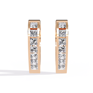 Pendientes de Diamantes con Corte Princesa en Platino, Color D Natural, Certificados por GIA, Minimalistas, para Uso Diario, Oro Sólido de 18K, Sintéticos - Product Image 4