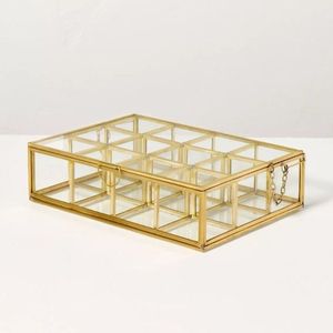 Boîte de rangement pour bijoux en bois avec couvercle en verre et poignée en métal pour organiser les accessoires - Product Image 3