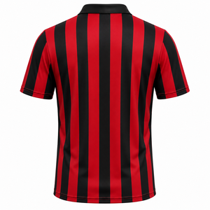 Polo d'arbitre rayé rouge et noir pour hommes, col noir, poche poitrine, manches courtes, maillot de performance professionnel pour officiels de football - Product Image 2