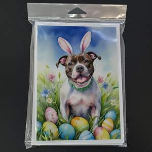 Lunatique A7 Taille 5x7 New Staffordshire Bull Terrier Chasse aux œufs de Pâques Cartes vierges Pack 8 Comprend des enveloppes - Product Image 3