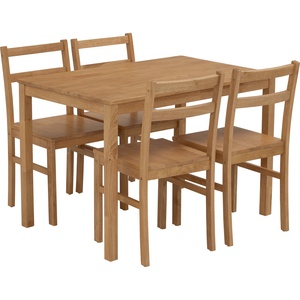 Scandinavian Design Solid Wood Dining <b>Table</b> And 4 Chairs Set Natural Wood Finish Armless Side Chairs for Small Apartment Room - Product Image 1