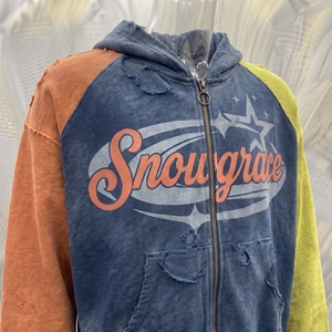 Sweat-shirt à capuche zippé Snowgrace, manches raglan, color block, coupe oversize, unisexe, style streetwear, tissu tricoté, style automne - Product Image 4