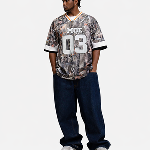 Wholesale Unisex Custom Camo <b>Mesh</b> American Football Jerseys Men Oversized T-Shirts Breathable Number Print OEM ODM Manufacturer - Product Image 4