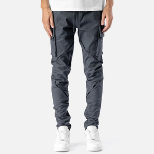 OEM Men Cargo Pants 100% Cotton Slim Fit Straight <b>Drawstring</b> Flat Front Zipper Lightweight Casual Work <b>Trousers</b> High Quality - Product Image 4