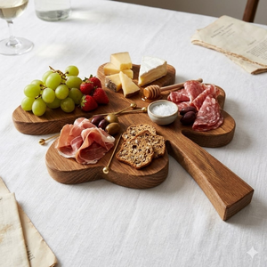 Tabla de Servir de Madera de Alta Calidad al por Mayor, Plato con Forma de Trébol de Cuatro Hojas para Fiestas de Año Nuevo y Día de San Patricio - Product Image 4