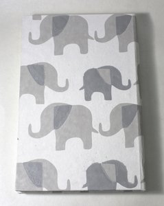 Wholesale Handmade Cotton Paper Hard Cover Notebook White With Two Color Elephant Print Recycled Notebooks - Product Image 4