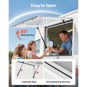 Finestra di Servizio in Lega di Alluminio 36x24 Pollici per Food Truck, Angolo di Apertura 85 Gradi, Marca Awni - Product Image 4