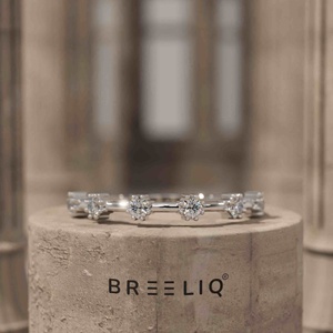 Geometric Cluster Lab Grown Diamond Ring in 14K Solid Gold Modern Bar Set Round Diamond Wedding Band Minimal Designer <b>Stack</b> Ring - Product Image 4