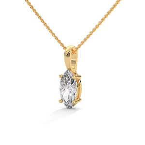 Collier pendentif en or 18 carats avec diamant de laboratoire taille ovale et chaîne en or marquise, bijoux pour mariage et fête - Product Image 2